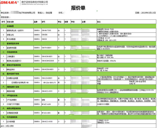 移動機房監(jiān)控單點報價表